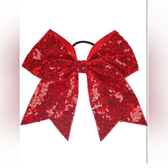 4 PACK 8" Girls Large Sequin Cheer Bows Teens Elastic Ponytail Hair Bow NIP - Picture 5 of 6
